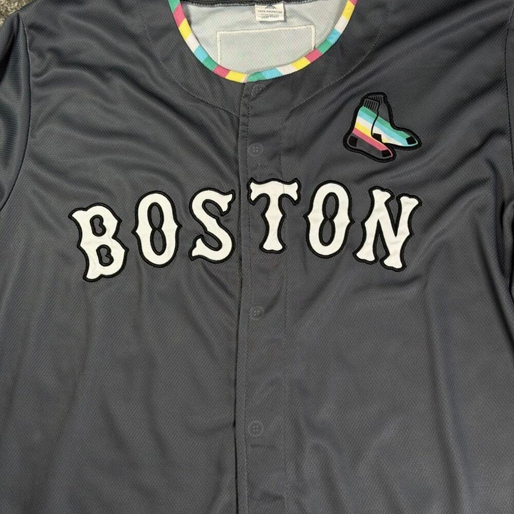 Red Sox Pride Disability Gray Large Jersey Special Ticket Embroidered Hook Loop - Picture 2 of 11